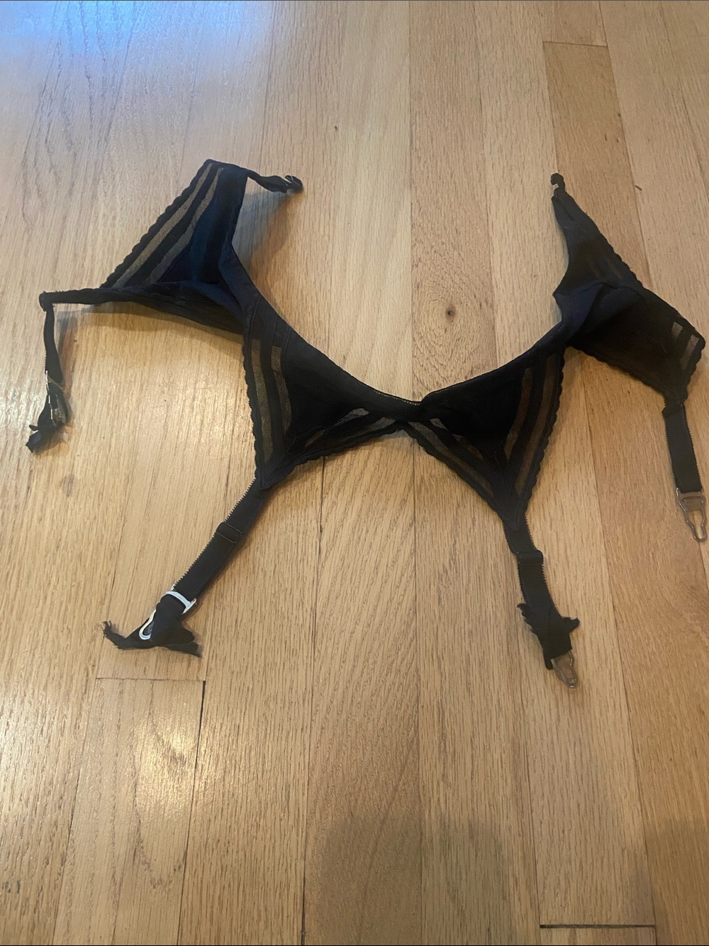 LA PERLA Suspender Garter Belt Black Stockings Vintage XS Italy New
